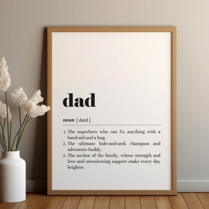 Dad Definition Print/Instant Download/Gift for Dad/Father&#39;s Day Gift/Text Poster/Typography Print/Humorous Dad Poster/Dad Birthday Gift