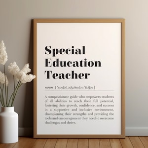Impression de définition de professeur d'éducation spéciale/téléchargement instantané/Cadeau pour enseignant/appréciation de l'enseignant/affiche de texte/impression d'art école/décoration de salle de classe