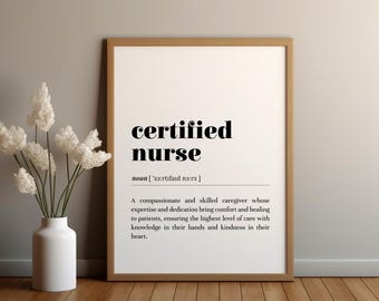 Certified Nurse Definition Poster Print/Instant Download/Gift for Nurse/Nurse Appreciation Day/Medical Office Decor/Healthcare Worker Print