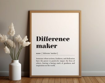 Definición de &quot;Marcador de Diferencias&quot; (Impresión/Descarga instantánea/Regalo de agradecimiento/Agradecimiento a un mentor/Póster de texto/Impresión tipográfica/Regalo de &quot;Marcador de Diferencias&quot;)