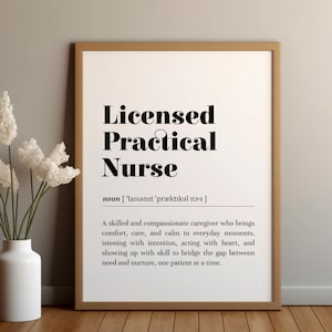 Licensed Practical Nurse Definition Poster Print/Instant Download/Nurse Gift/Nurse Appreciation Day/Medical Office Decor/Healthcare Worker