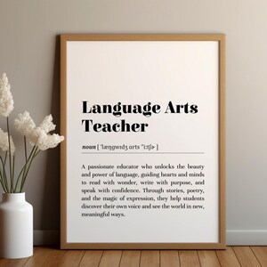 Language Arts Teacher Definition Poster Print/Instant Download/English Teacher Gift/Teacher Appreciation/School Office Print/Classroom Decor