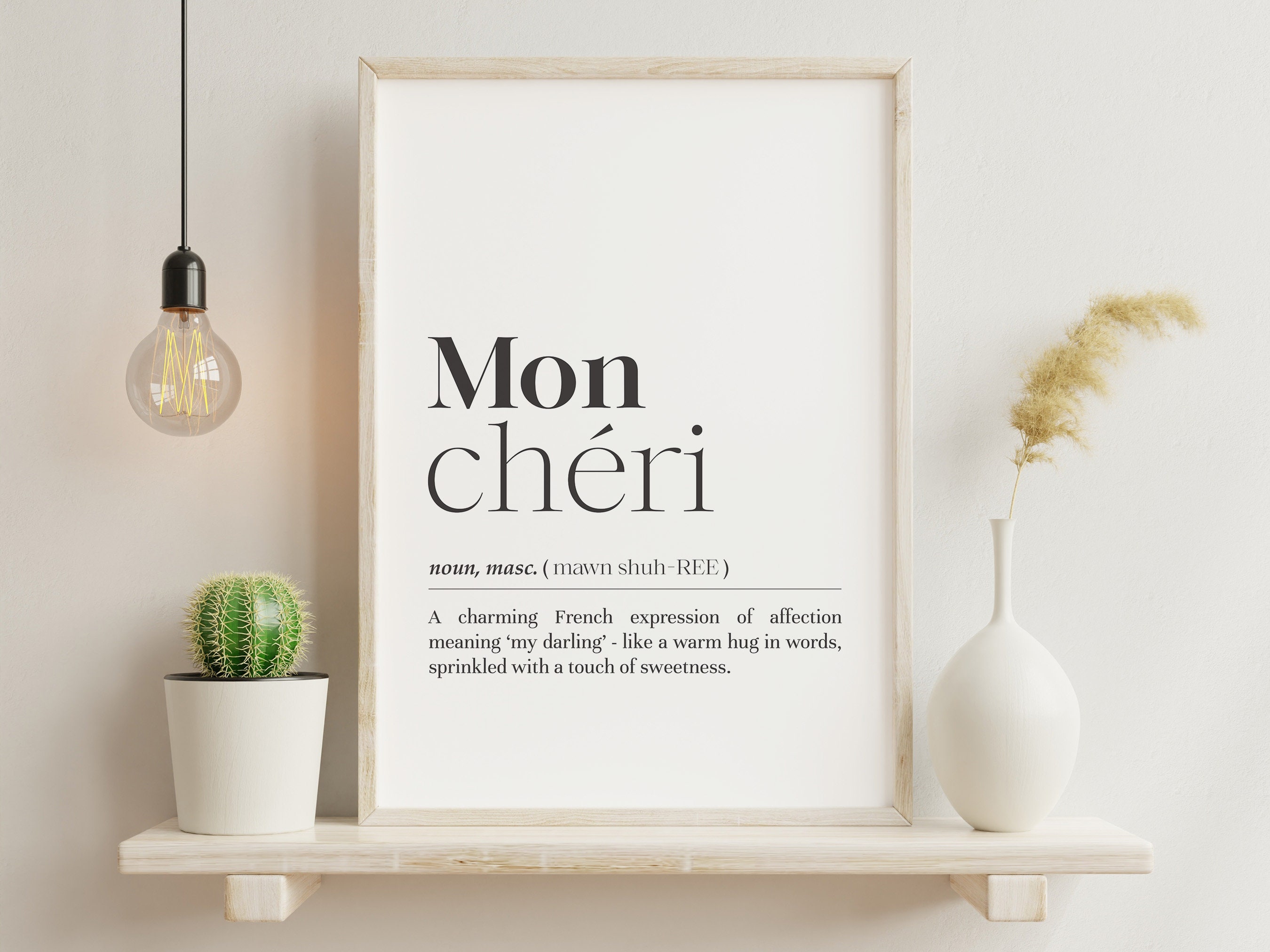 Mon Cheri Definition Print/instant Download/romantic Home Decofrench