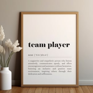 Impression d'affiche de définition de joueur d'équipe/téléchargement instantané/cadeau de remerciement/appréciation d'un membre de l'équipe/affiche de texte/impression de typographie/cadeau pour collègue