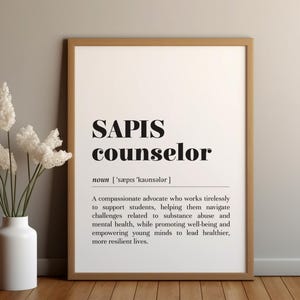 SAPIS Counselor Definition Print/Instant Download/Gift for School Counselor/Thank You Gift/Text Poster/Typography Print/School Office Decor