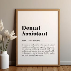 Definizione di Assistente Dentale (Stampa digitale): Decorazione per Studio Dentistico / Regalo di ringraziamento per Operatori Sanitari (Download Digitale)