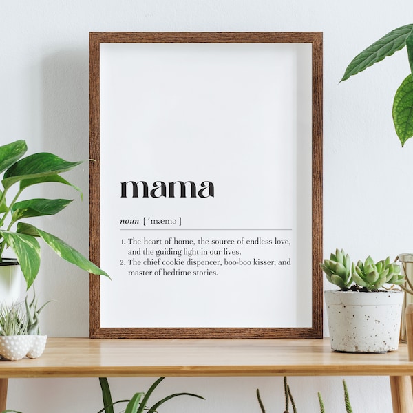 Mama Definition Print/Instant Download/Gift for Mom/Mother's Day Gift/Text Poster/Typography Print/Black White Poster/Minimalist Home Decor