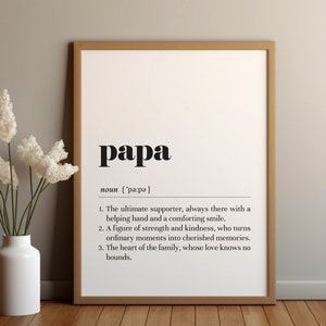 Papa Definition Poster Print/Instant Download/Gift for Dad/Father&#39;s Day Gift/Text Poster/Typography Print/Dad Birthday Gift/ Gift for Papa