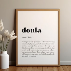 Doula Definition Poster Print/Instant Download/Gift for Doula/Doula Appreciation/Text Poster/Birth Coach Gift/Doula Office Decor