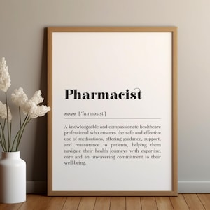 Pharmacist Definition Poster Print/Instant Download/Gift for Pharmacist/Healthcare Worker Appreciation/Text Poster/Pharmacy Office Decor