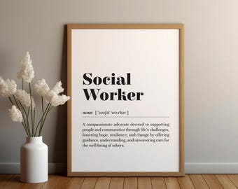 Social Worker Definition Print: Social Services Office Decor / Gift for Counselor (Digital Download)