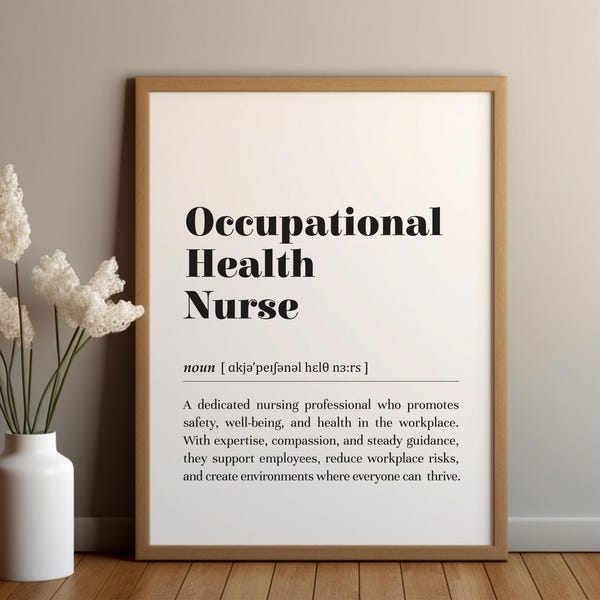 Occupational Health Nurse Definition Print: Medical Office Decor / Nurse Appreciation Gift (Digital Download)