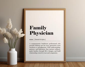 Family Physician Definition Print: Doctor Appreciation Gift / Medical Office Decor (Digital Download)