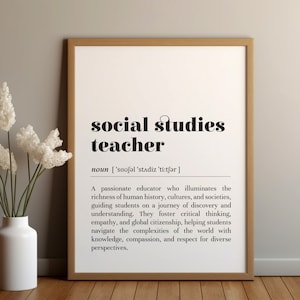 Definición de profesor de Estudios Sociales: Impresión, Descarga instantánea, Agradecimiento al profesor, Póster de texto, Decoración para el aula, Regalo para profesor de Estudios Sociales