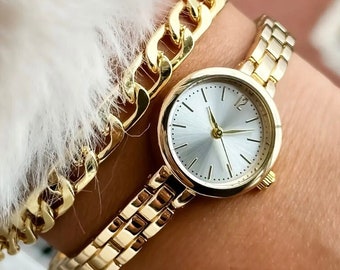 Women's Watch, Gold Color, Circular Dial Design, Cool Design, Stylish Design, White Dial, Mother's Day Gift