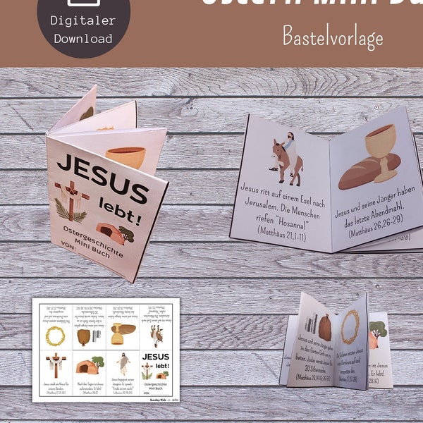 GERMAN Easter mini book Crafting Template for Kids Easter Story Resurrection Crafts for Sunday School Bible lesson Homeschool Easteractivity