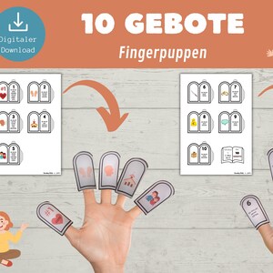Puede incluir: Marionetas de dedos imprimibles con los Diez Mandamientos. Cada marioneta tiene un mandamiento diferente con una ilustración. Las marionetas están diseñadas para ser recortadas y ensambladas.