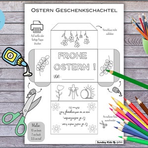 Ostern Geschenkschachtel Basteln mit Kindern DEUTSCH für Sonntagsschule Kirche Bibel Unterricht Bastelvorlage Ausmalseite Geschenkidee Box