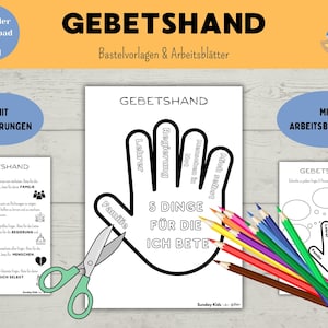 Gebetshand Bastelvorlage DEUTSCH Bibelaktivität Gebet Kinder Fünf-Finger-Gebet Bibel Basteln Gebet Sonntagsschule Kindergottesdienst Kirche