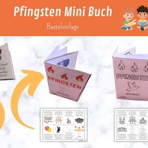 Pfingsten Mini Buch Bastelvorlage DEUTSCH Bibelgeschichte Basteln Pfingsten Sonntag Kinderkirche Bibel Religion Unterricht Kinder Ausmalbild