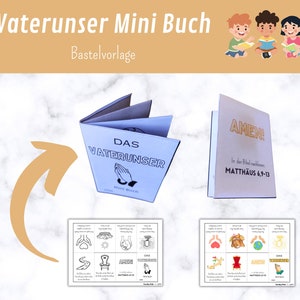 Vaterunser Gebet Mini Buch Bastelvorlage DEUTSCH christlich Basteln Kindern Sonntagsschule Kinderkirche Bibel Bibelaktivität Ausmalbild