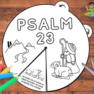 Psalm 23 Bible Coloring Wheel Craft ENGLISH Printable Bible Activity ...