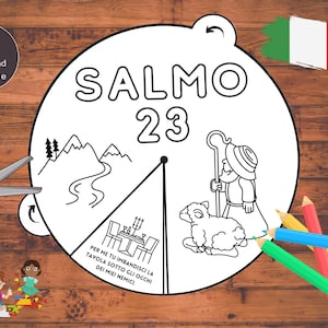 Ruota da colorare Salmo 23 ITALIANO Artigianato Bibbia Bambini Scuola Domenicale chiesa cristiano Template per l'artigianato (DIGITALE)