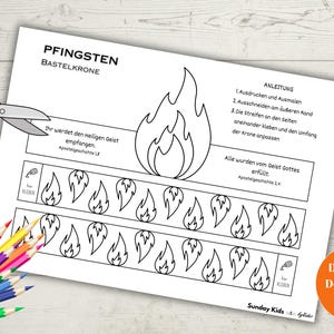 Pfingsten Bastelkrone Bastelvorlage DEUTSCH Kinder Bibel Basteln Kinderkirche Sonntagsschule Bibelaktivität Ausmalseite Heiliger Geist