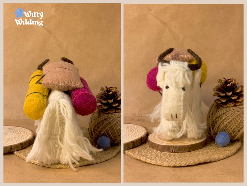 Wool Felt Yak Collection,Yak carrying load,WaldorfAnimal,Miniature Animals,Yak Trekking,Felted Sculpture,Handmade,Yak Figure,Gift Idea,Toy image 3