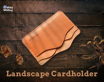 Personalized Mountain Landscape Card Holder,Leather Wallet,Minimalist Credit Card Holder Wallet,Small Card Wallet,Slim Card Holder,Handmade