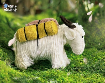 Yak Kollektion,Yak mit Last,Waldorf,Tier,Miniatur Tiere,Yak Trekking,Filzskulptur,Handgemacht,Yak Figur,Geschenk Idee,Spielzeug