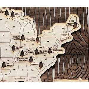 Carte de suivi sur le thème du littoral du parc national - Cadeau personnalisable pour randonneur pour hommes et femmes - Amateurs d'aventure - Camping, pêche, randonnée