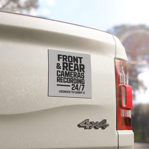 Car Magnet-Gray | Front & Rear Cameras Recording 24/7 | Licensed to Carry | Vinyl Car Decal