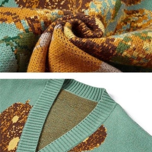 Van Gogh Sunflower Cardigan Knit Cardigan Sweater zdjęcie 6