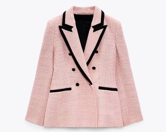 Blazer en tweed Femme Manteau Blazer Femme