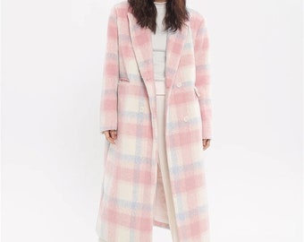 Abrigo de lana a cuadros Abrigo cálido para mujer