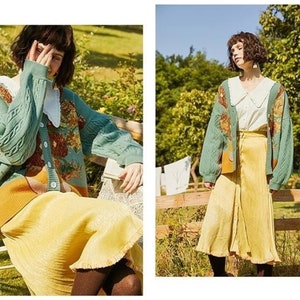 Van Gogh Sunflower Cardigan Knit Cardigan Sweater zdjęcie 4