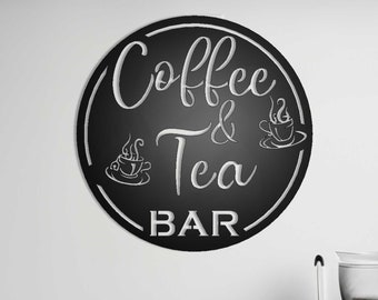 Letrero de pared metálico para bar de café y té: decoración moderna para el hogar