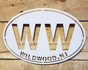 Wildwood New Jersey Metal Wall Sign: Beach House Decor
