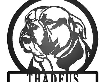 Personalized English Bulldog Silhouette Metal Sign: Dog Lover Gift