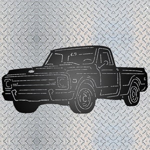 Truck Silhouette 1970 Chevrolet C10 Pickup Truck Metal Wall Sign - Chevy C10 Wall Art - Steel Garage Wall Hanging - Gift for Truck Lover