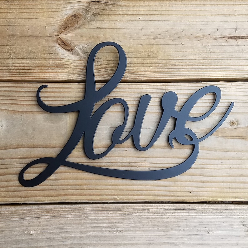 Metal Script Metal 'love' Script Sign - Laser Cut Steel Word Art - Etsy
