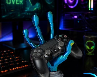Alien Hand PS5 PS4 Controller Halter, Sci Fi Gamer Schreibtisch Dekoration, Playstation Stand, Einzigartiges Gaming Set Up Geschenk, 3D gedrucktes Display, Geschenk für Ihn