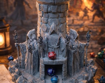 Mad Wizard Dice Tower for DND, Tabletop RPG Dice Roller, Dungeons and Dragons Accessory, Dungeon Master Gift, 3D Printed Dice Tower
