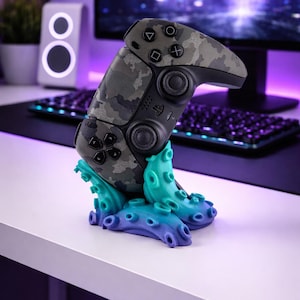 PS5 Controller Holder Octopus Tentacle Stand, PlayStation Controller Display, Gamer Desk Setup Accessory, 3D Printed Gaming Stand Gift