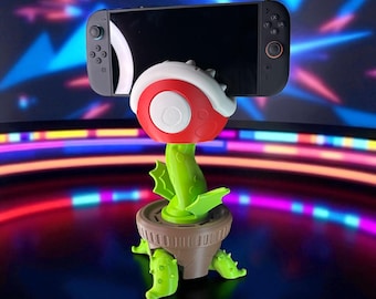 Piranha Plant Inspired Nintendo Switch 2 Holder, Gamer Desk Decor, Controller Stand, Gaming Room Accessory, 3D Printed Gift for Gamers Rooms