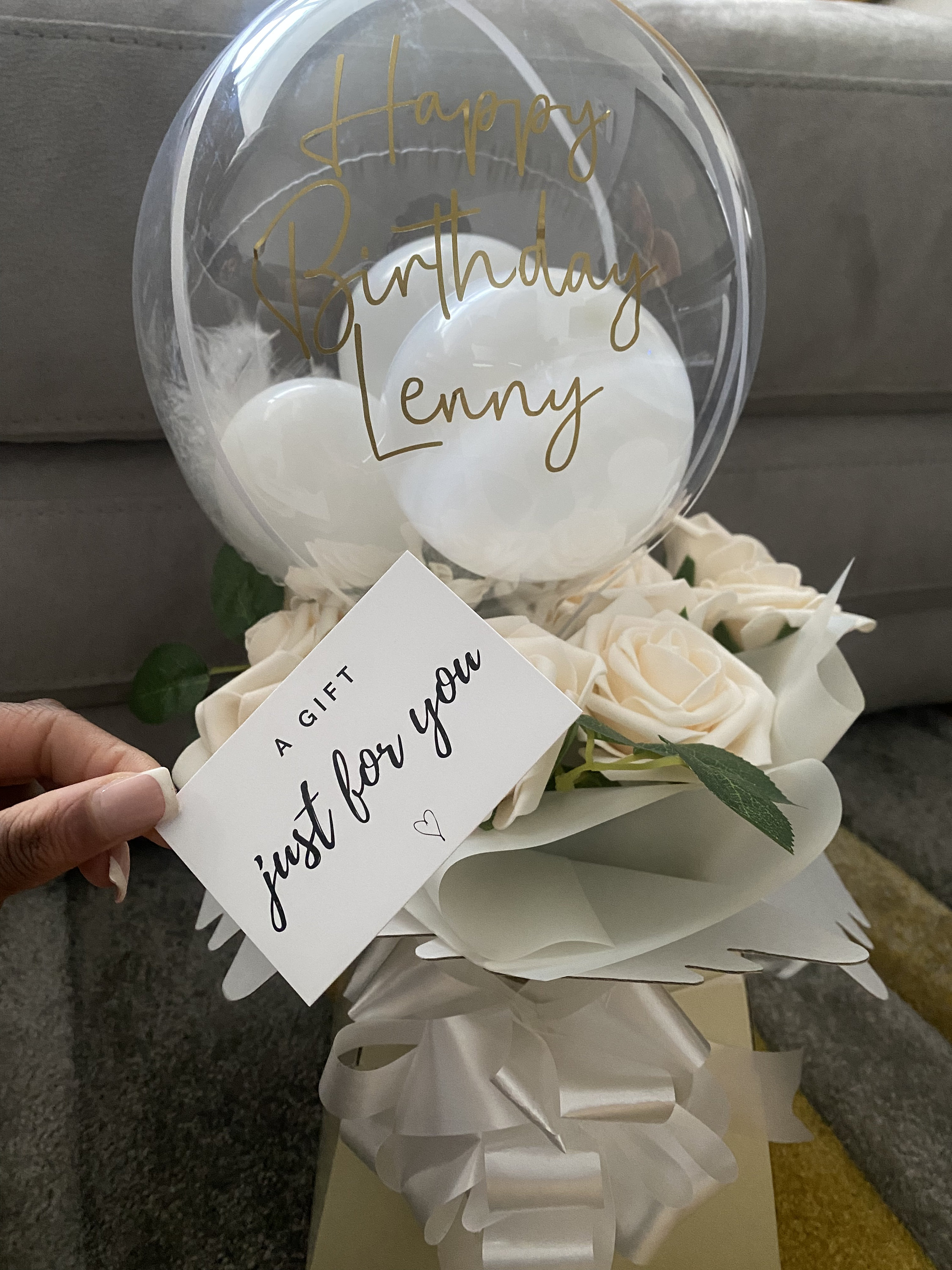 Personalised Hot Air Balloon Flower Box for Birthdays , Anniversary