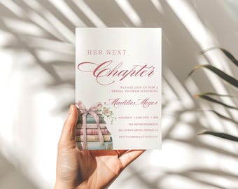 Bridal Shower Invitation, Book Theme, Elegant Vintage Design (Digital Invitation)
