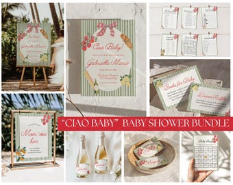 Ciao Baby, Italienische Babyparty Bundle, Canva Vorlage (digitaler Download + druckbar)