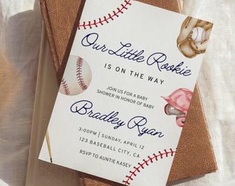 Invitation baby shower de baseball : thème du sport pour les petites recrues (modèle imprimable)